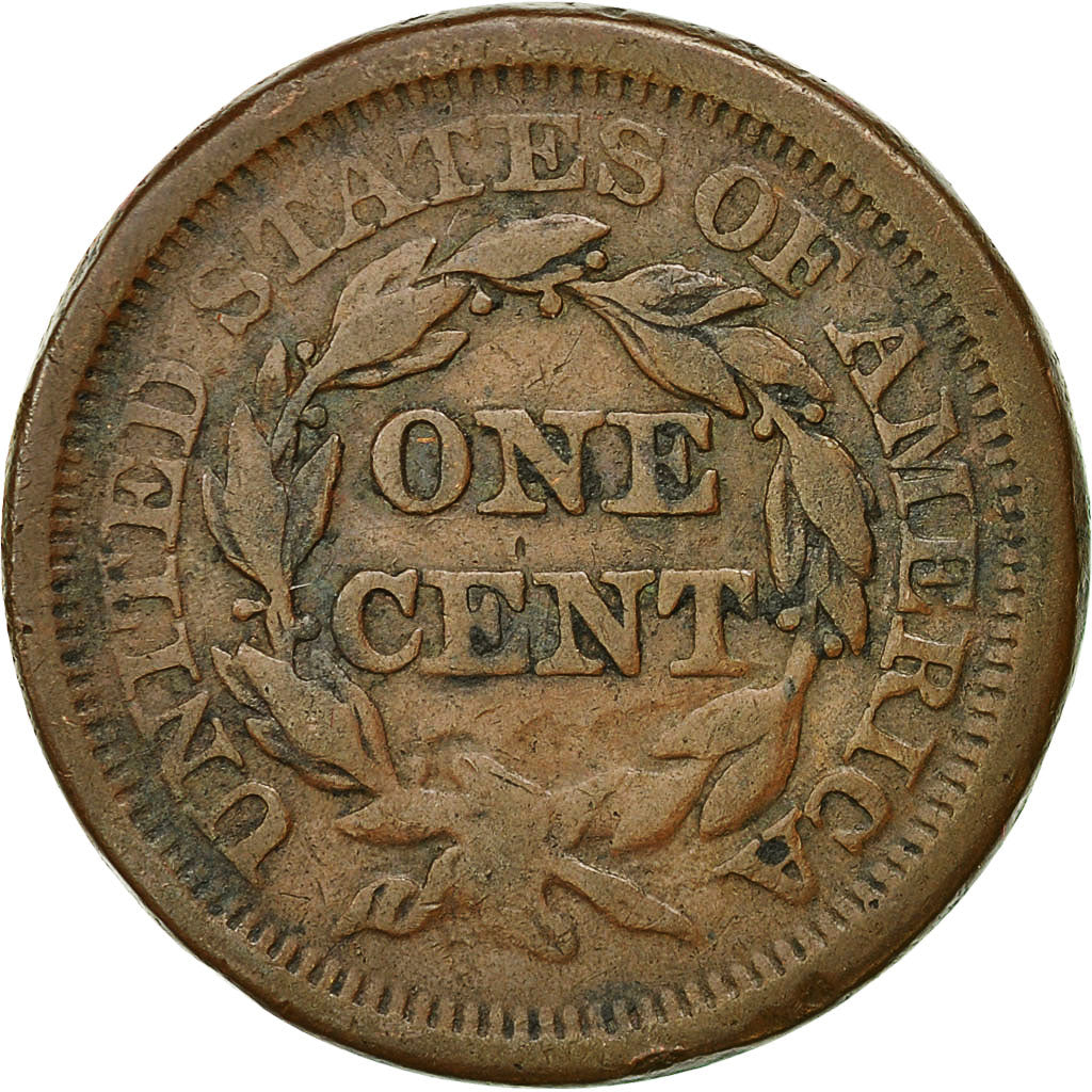 Coin, United States, Braided Hair Cent, Cent, 1851, U.S. Mint, Philadelphia