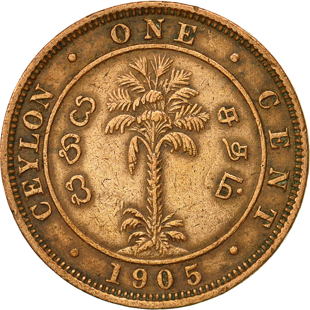 Coin, Ceylon, Edward VII, Cent, 1905, AU(50-53), Copper, KM:102