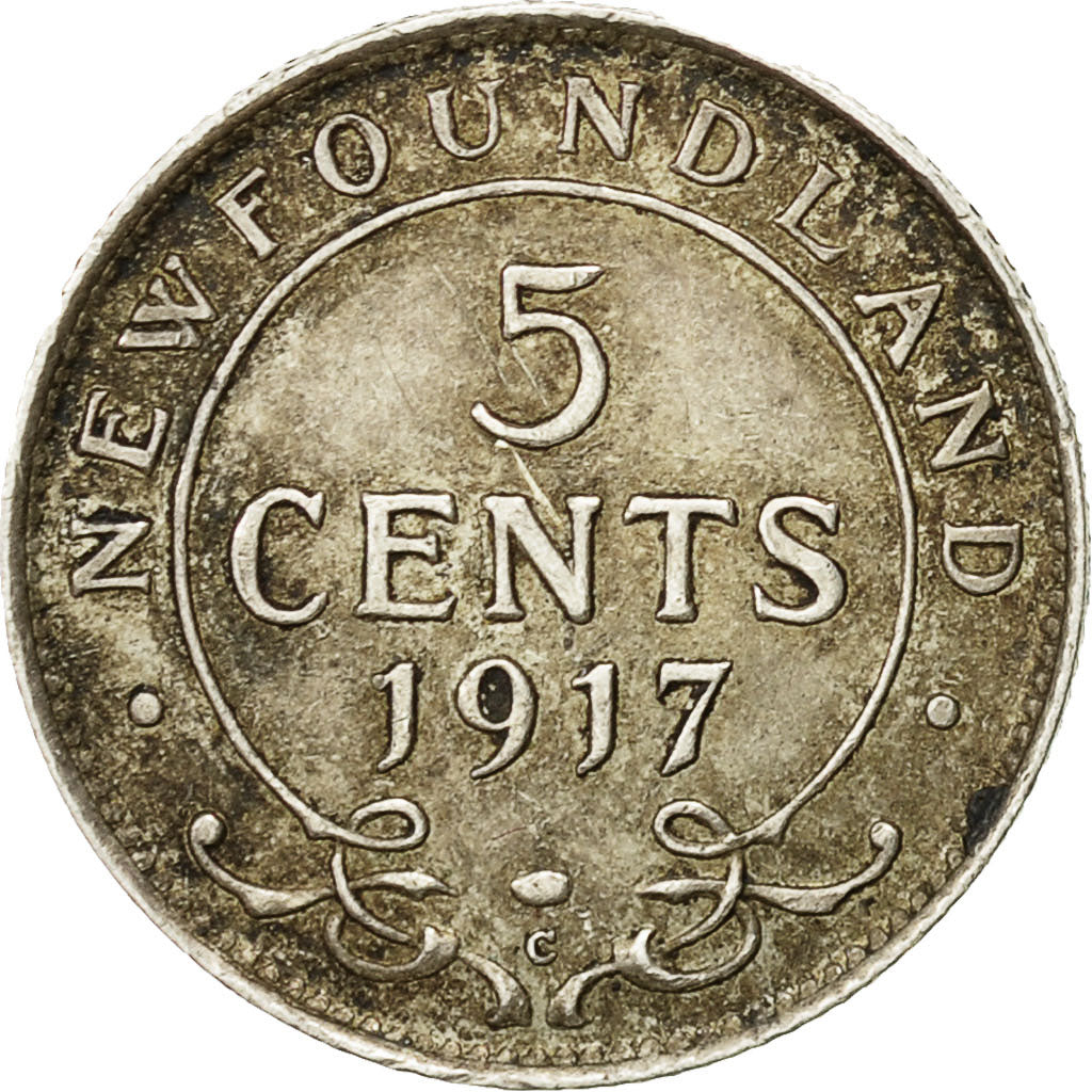 Coin, Canada, NEWFOUNDLAND, 5 Cents, 1917, Ottawa, AU(50-53), KM 13