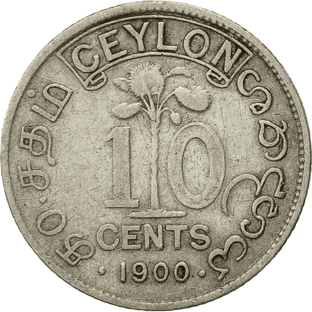 Coin, Ceylon, Victoria, 10 Cents, 1900, VF(20-25), Silver, KM:94