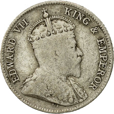Munten, Ceylon, Edward VII, 25 Cents, 1909, FR+, Zilver, KM:98