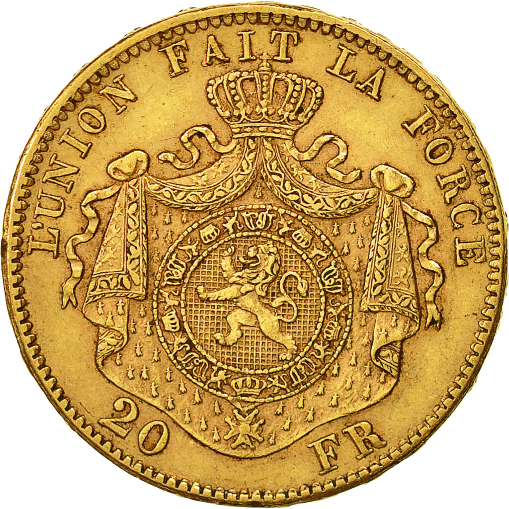 Munten, België, Leopold II, 20 Francs, 20 Frank, 1875, PR, Goud, KM:37