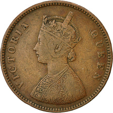Coin, INDIA-BRITISH, Victoria, 1/2 Anna, 1876, Calcutta, VF(30-35), Copper