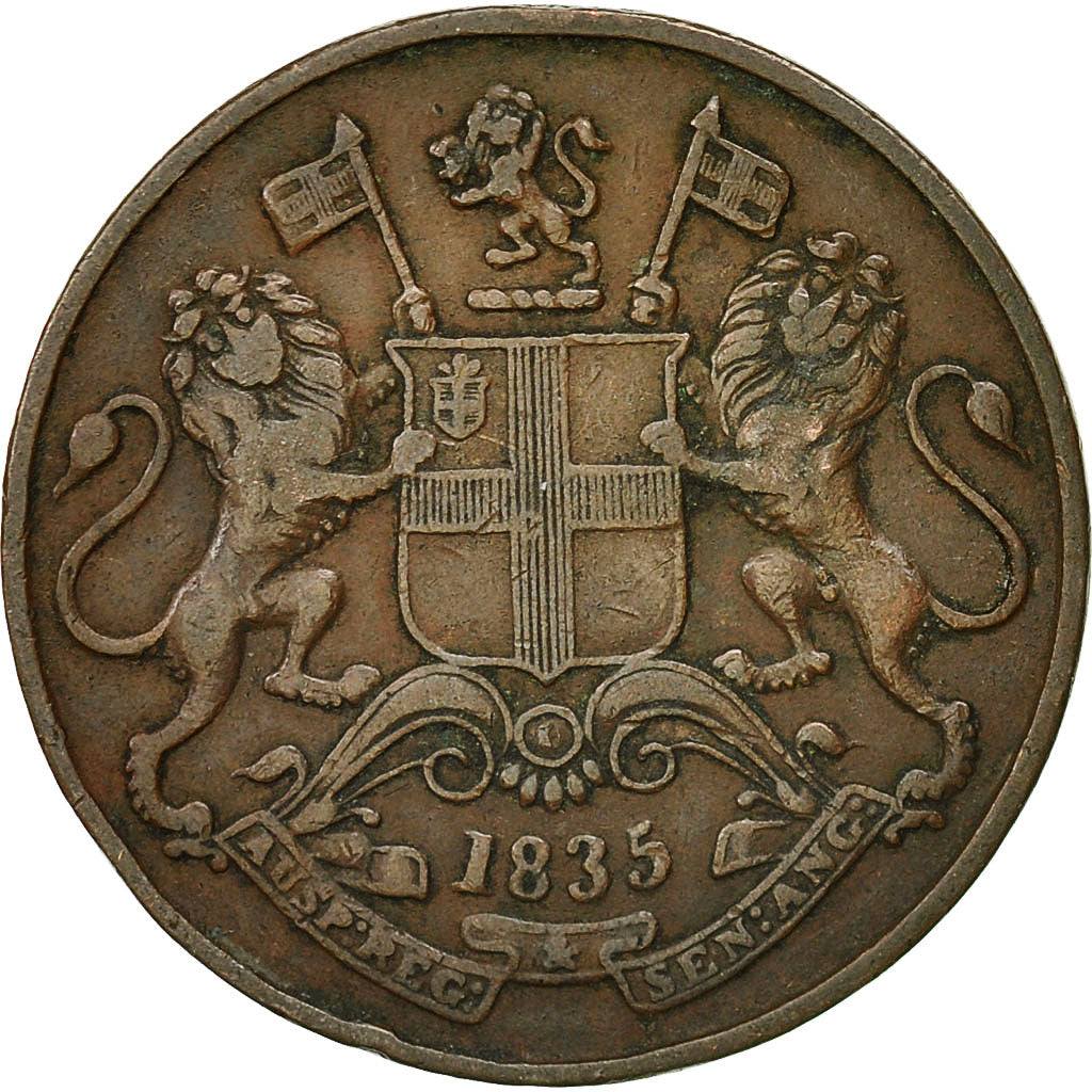 Coin, INDIA-BRITISH, 1/4 Anna, 1835, Bombay, EF(40-45), Copper, KM:446.2
