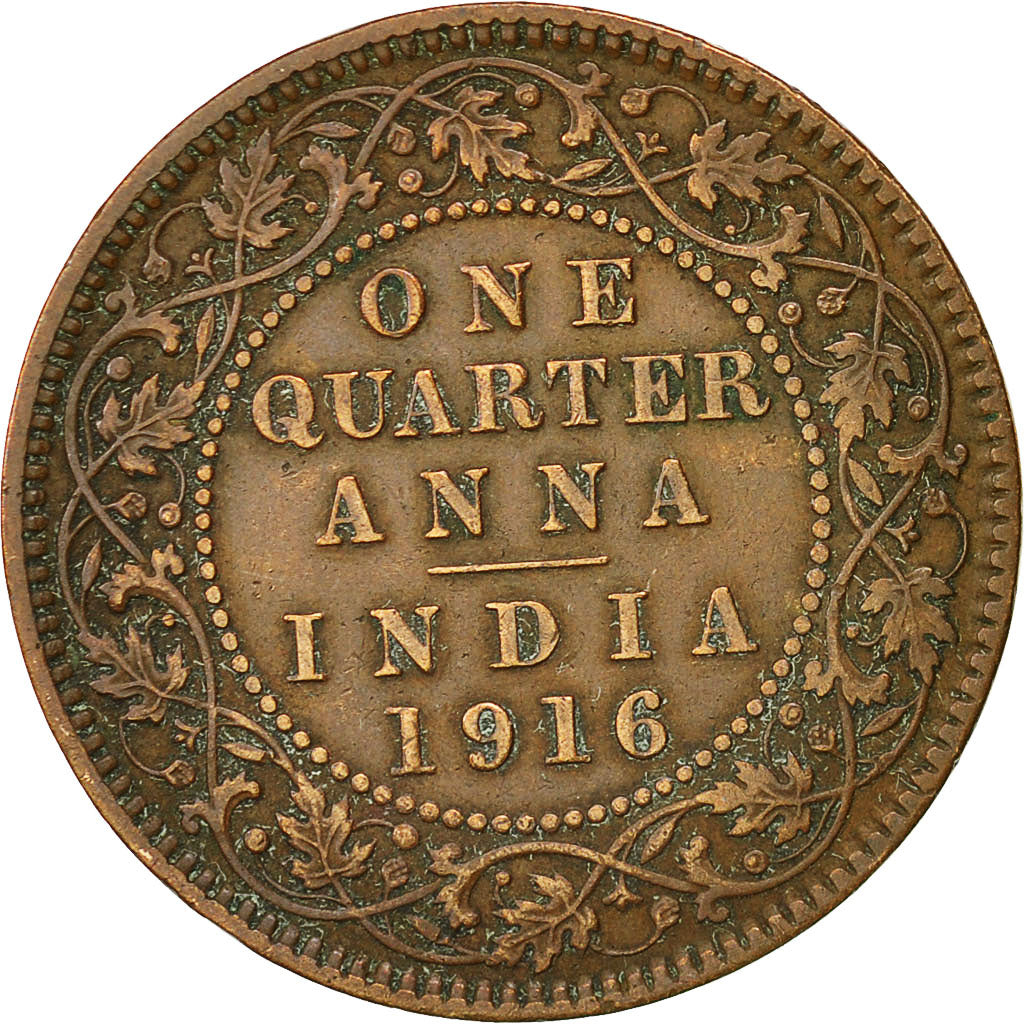 Monnaie, INDIA-BRITISH, George V, 1/4 Anna, 1916, Calcutta, TTB, Bronze, KM:512