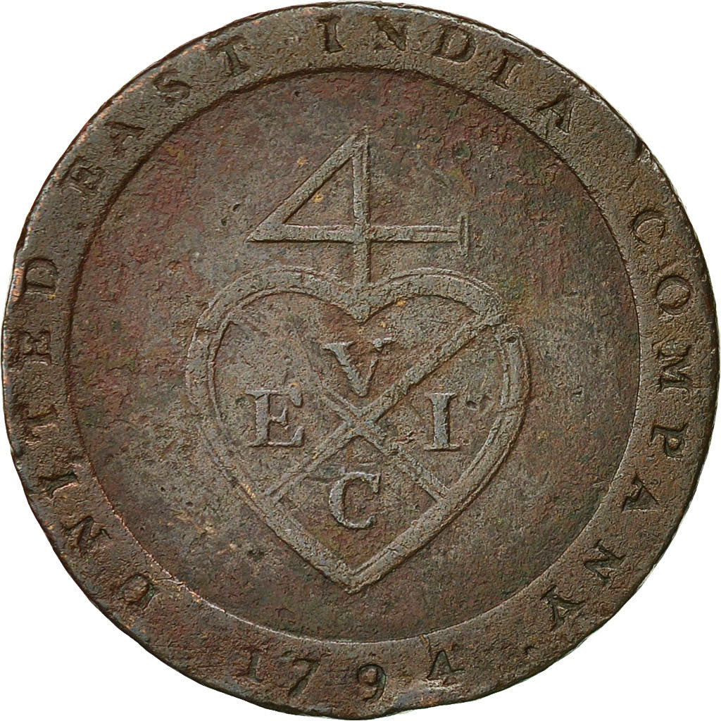 Coin, INDIA-BRITISH, MADRAS PRESIDENCY, 1/96 Rupee, 1/2 Dub, 1794, Soho Mint
