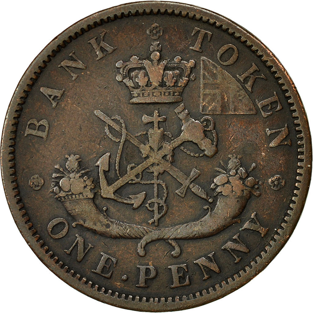 token, Canada, UPPER CANADA, Penny, 1857, Birmingham, EF(40-45), Copper, KM:Tn3