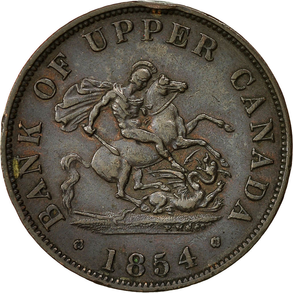 gettoni, Canada, UPPER CANADA, 1/2 Penny, 1854, Birmingham, SPL-, Rame, KM:Tn2