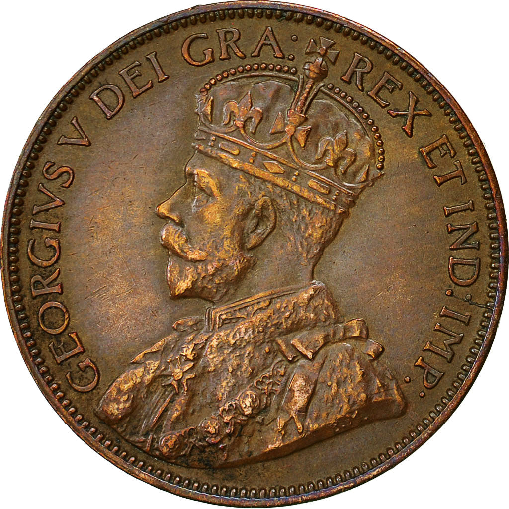Coin, NEWFOUNDLAND, George V, Large Cent, 1913, MS(60-62), Bronze, KM:16