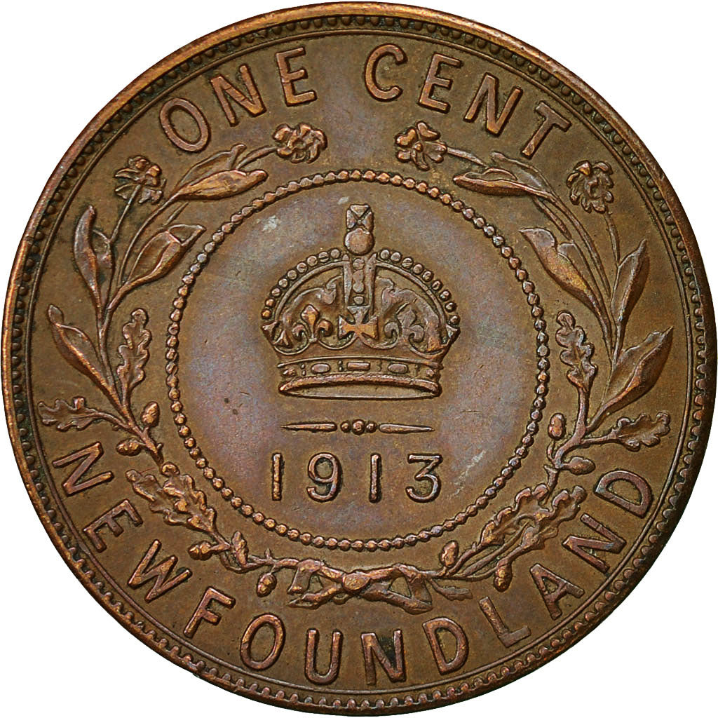 Coin, NEWFOUNDLAND, George V, Large Cent, 1913, MS(60-62), Bronze, KM:16