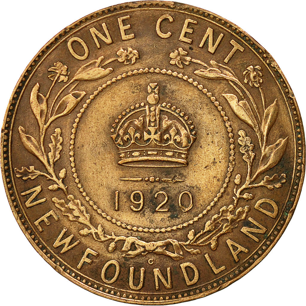 Coin, NEWFOUNDLAND, George V, Large Cent, 1920, AU(55-58), Bronze, KM:16