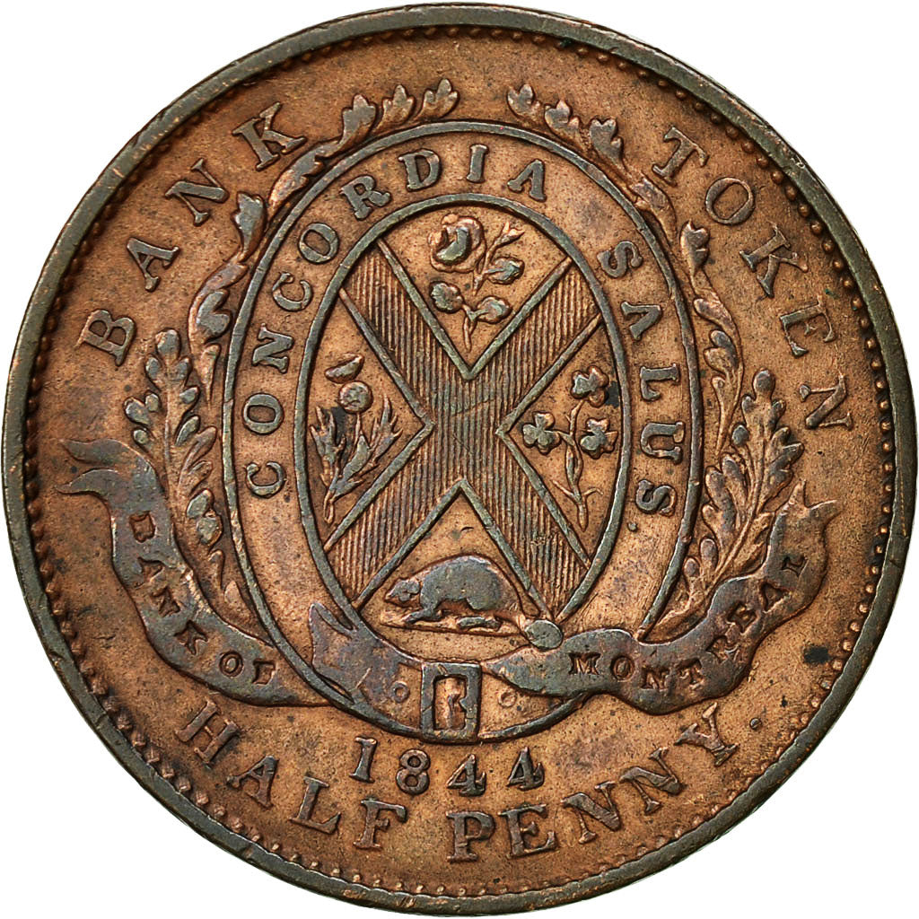 token, Canada, LOWER CANADA, Sou, 1/2 PENNY, 1844, Soho Mint, Birmingham