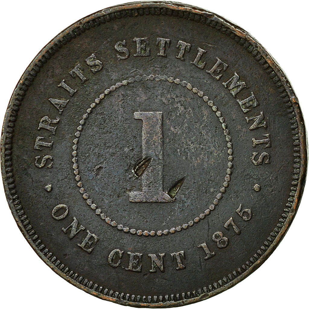 Coin, Straits Settlements, Victoria, Cent, 1875, Soho Mint, VF(20-25), Copper