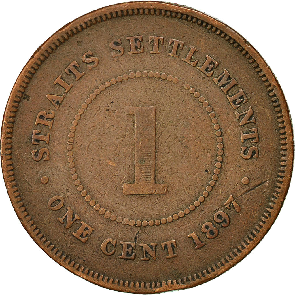 Coin, Straits Settlements, Victoria, Cent, 1897, Heaton, VF(30-35), Bronze