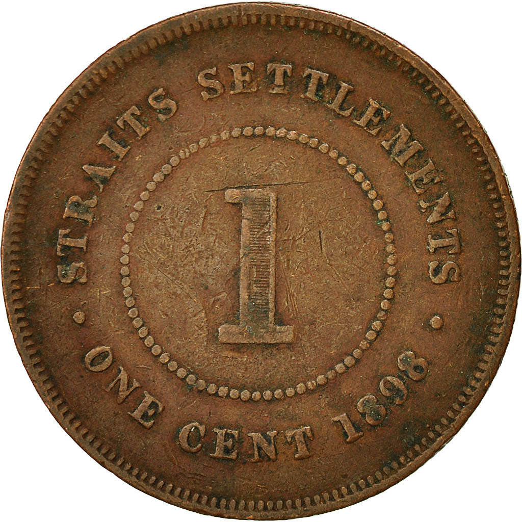 Coin, Straits Settlements, Victoria, Cent, 1898, Heaton, VF(30-35), Bronze