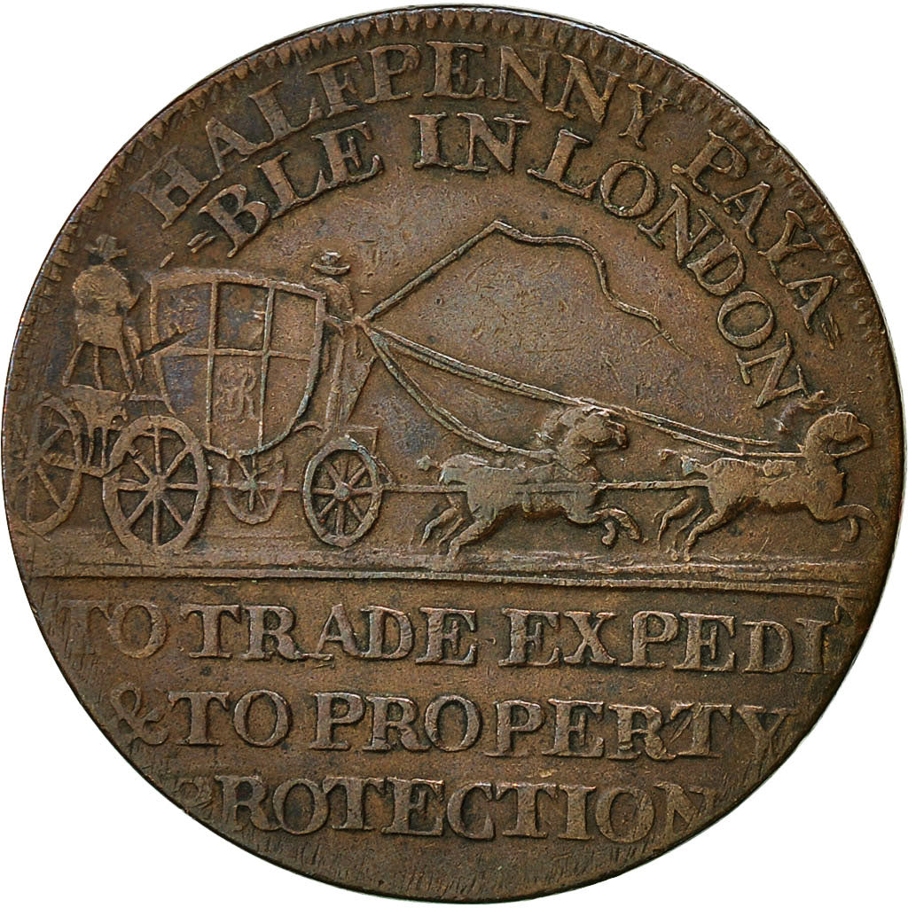 token, Great Britain, MIDDELSEX, Halfpenny Token, 1797, EF(40-45), Copper