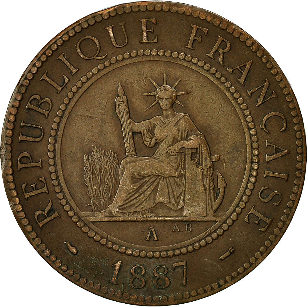 Coin, FRENCH INDO-CHINA, Cent, 1887, Paris, EF(40-45), Bronze, KM:1
