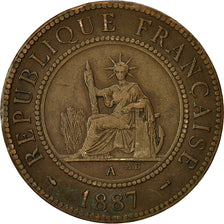 Coin, FRENCH INDO-CHINA, Cent, 1887, Paris, EF(40-45), Bronze, KM:1