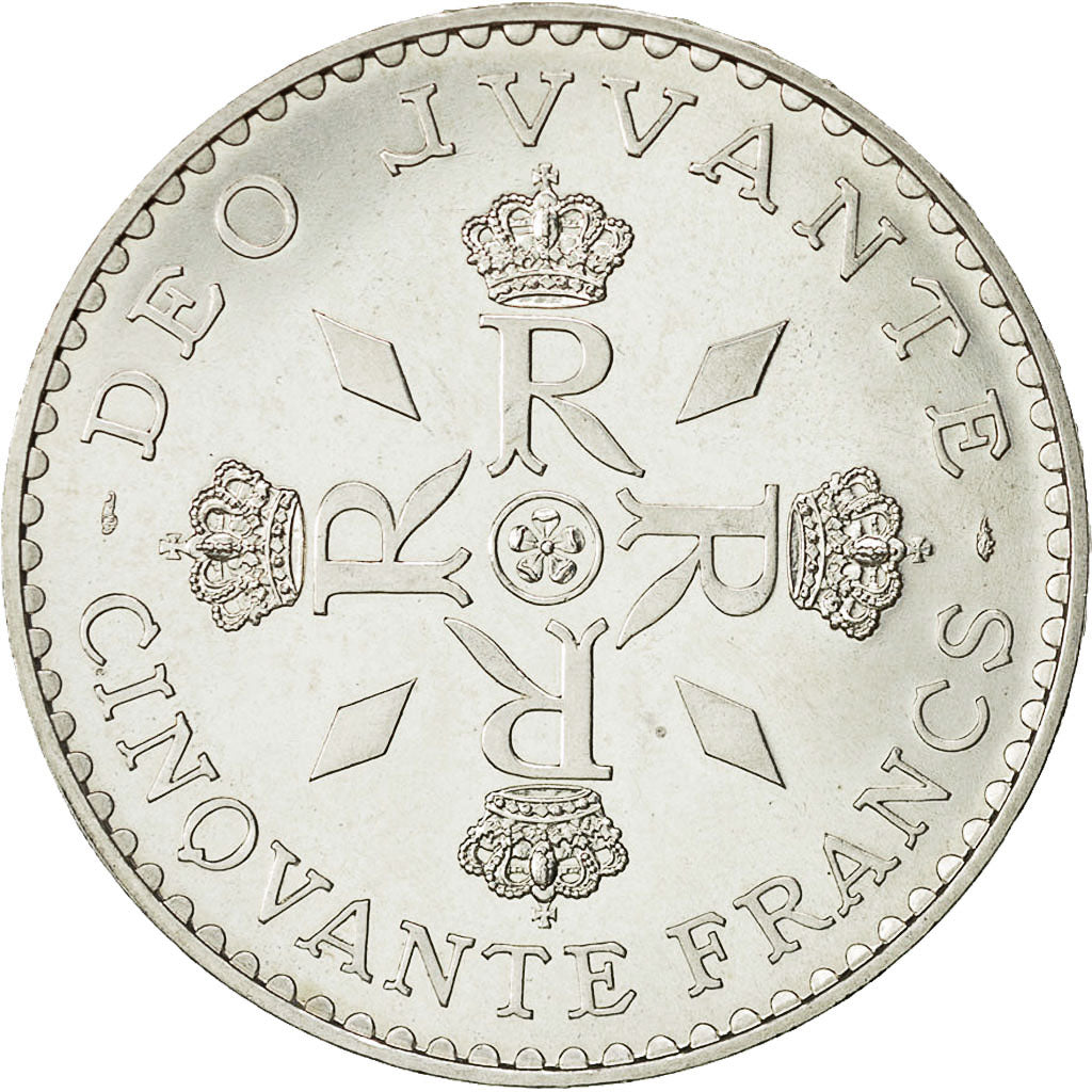Coin, Monaco, Rainier III, 50 Francs, 1974, MS(64), Silver, KM:152.1