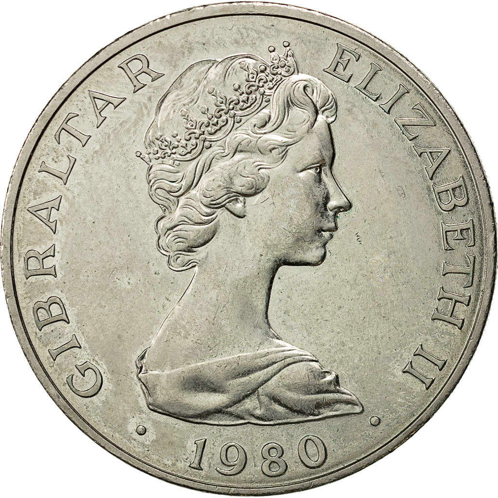 Coin, Gibraltar, Elizabeth II, Crown, 1980, British Royal Mint, MS(60-62)