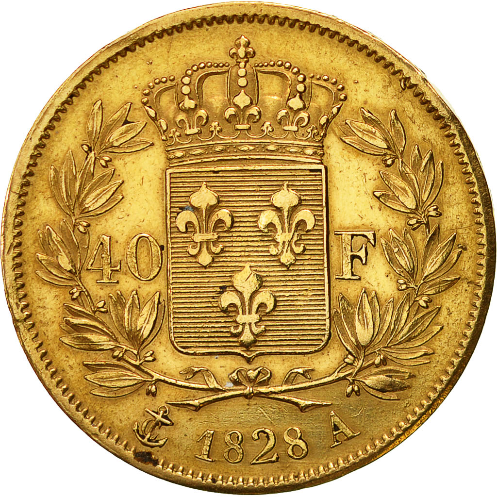 Coin, France, Charles X, 40 Francs, 1828, Paris, EF(40-45), Gold, KM:721.1