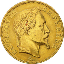 Moneda, Francia, Napoleon III, Napoléon III, 50 Francs, 1865, Paris, MBC, Oro