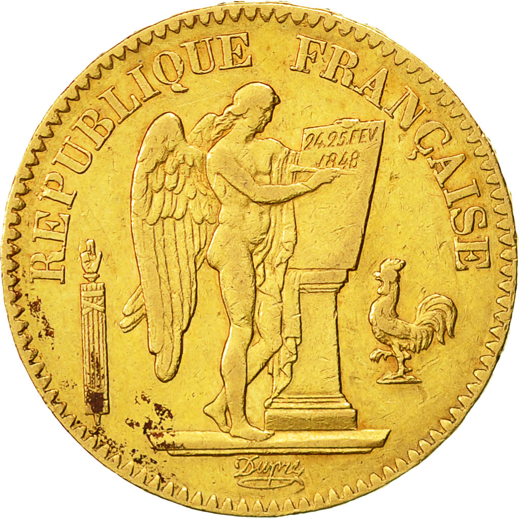 Moneta, Francia, Génie, 20 Francs, 1848, Paris, BB, Oro, KM:757, Gadoury:1032