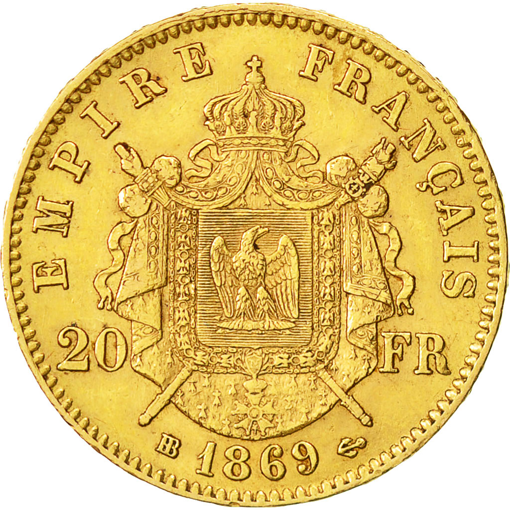Coin, France, Napoleon III, Napoléon III, 20 Francs, 1869, Strasbourg