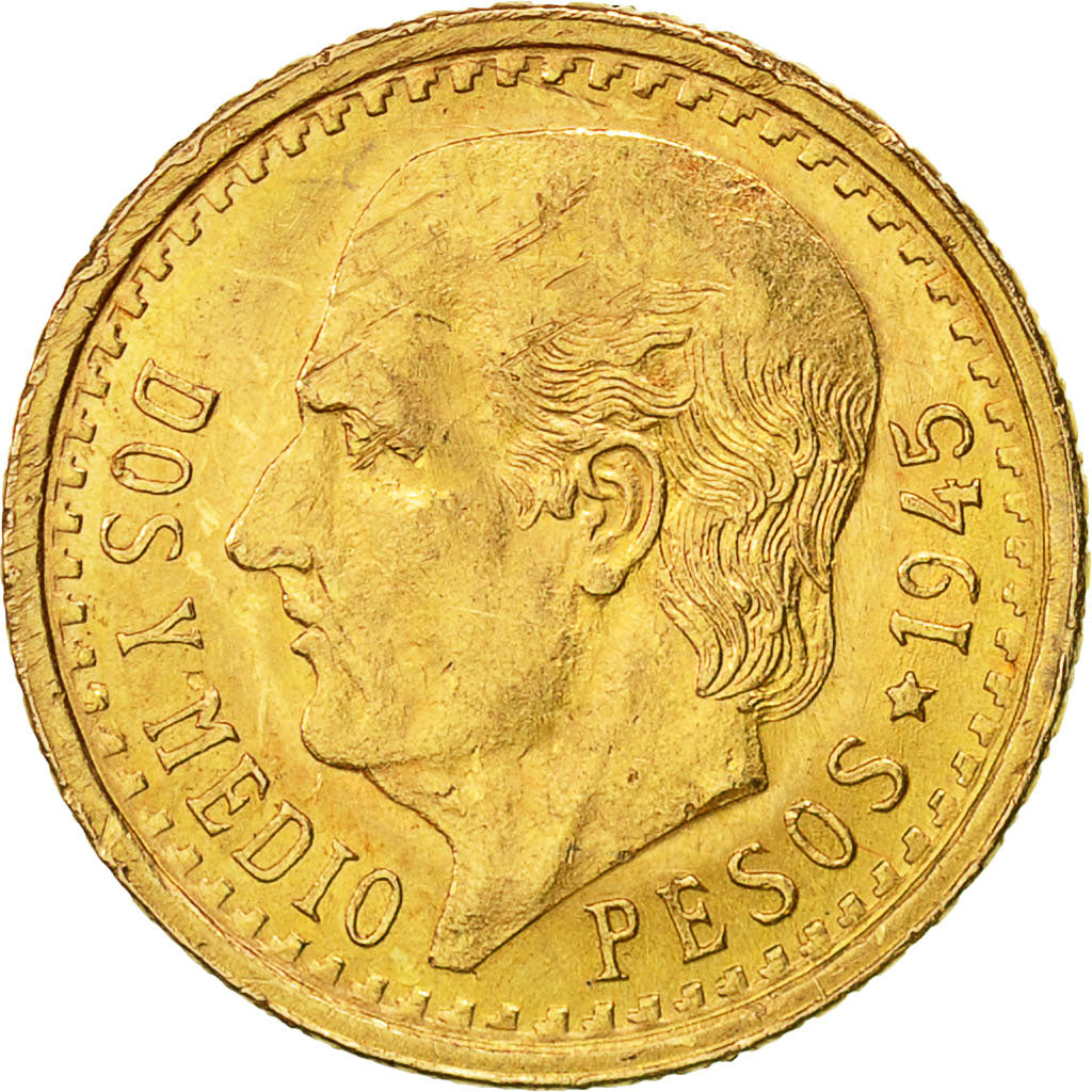 Monnaie, Mexique, 2-1/2 Pesos, 1945, Mexico City, SUP, Or, KM:463
