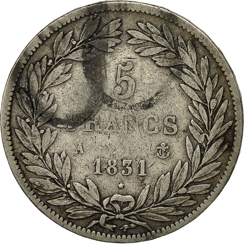 Coin, France, Louis-Philippe, 5 Francs, 1831, Paris, VF(20-25), Silver