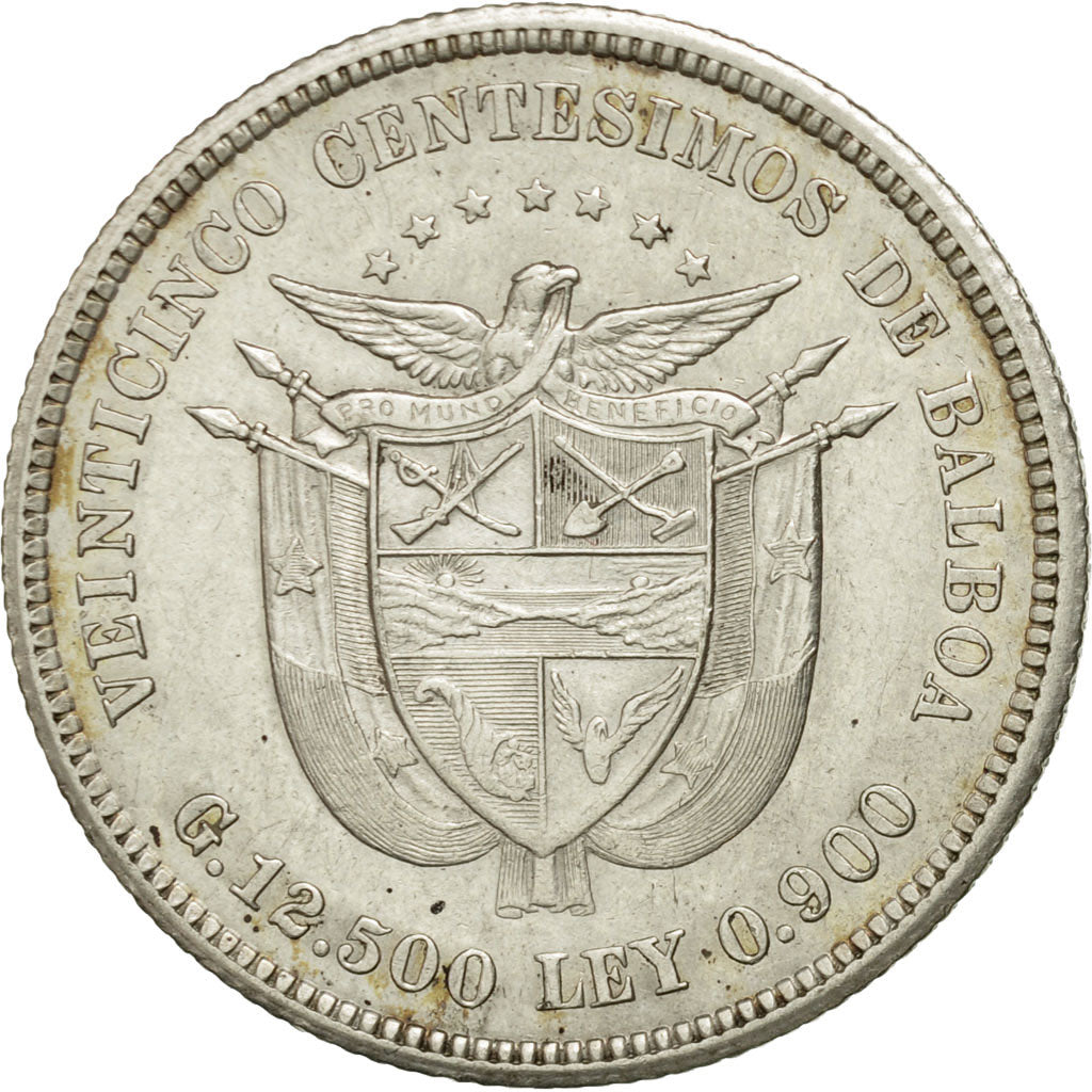 Coin, Panama, 25 Centesimos, 1904, AU(55-58), Silver, KM:4