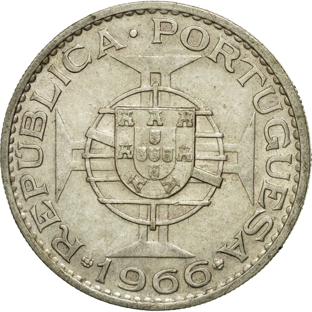 Coin, Mozambique, 20 Escudos, 1966, AU(55-58), Silver, KM:80a
