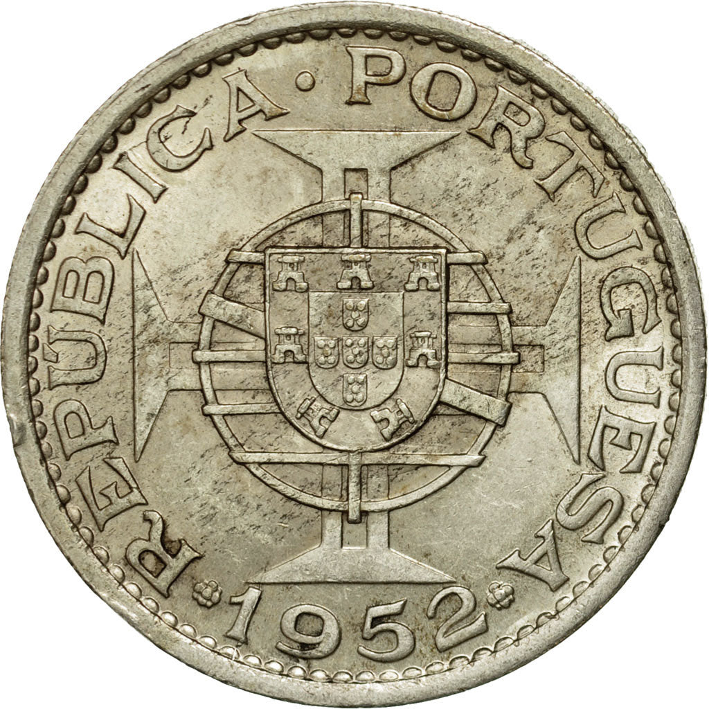 Coin, Macau, 5 Patacas, 1952, MS(60-62), Silver, KM:5