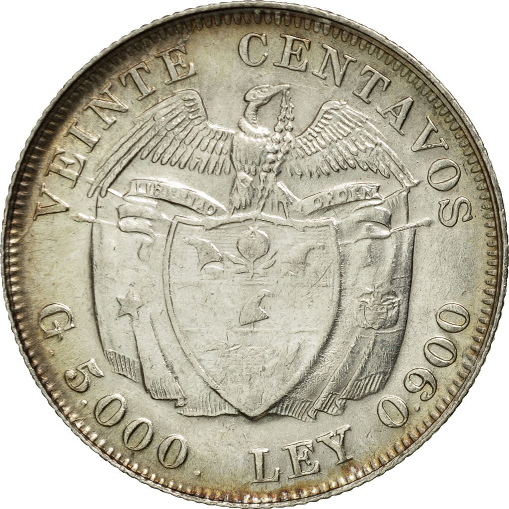 Coin, Colombia, 20 Centavos, 1941, AU(55-58), Silver, KM:197
