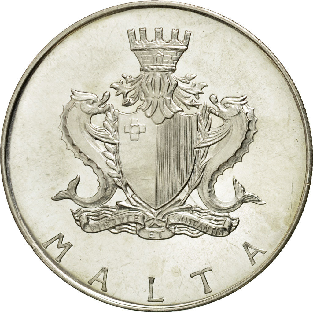 Coin, Malta, 2 Pounds, 1974, MS(63), Silver, KM:24