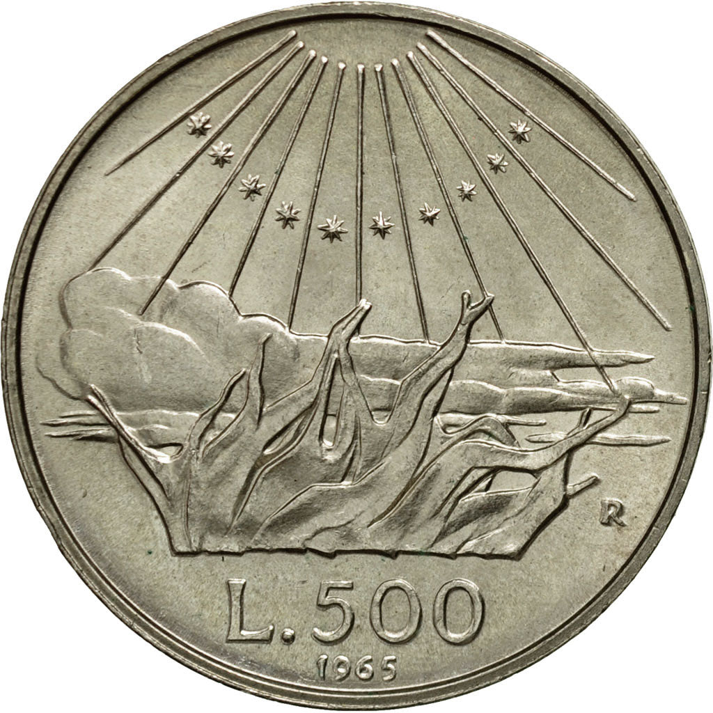 Coin, Italy, 500 Lire, 1965, Rome, MS(63), Silver, KM:100