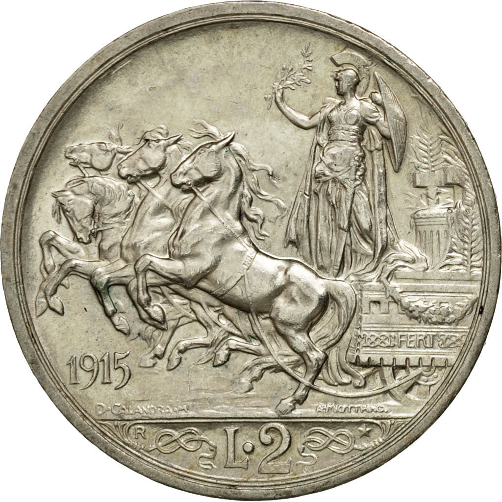 Coin, Italy, Vittorio Emanuele III, 2 Lire, 1915, Rome, MS(60-62), Silver, KM:55