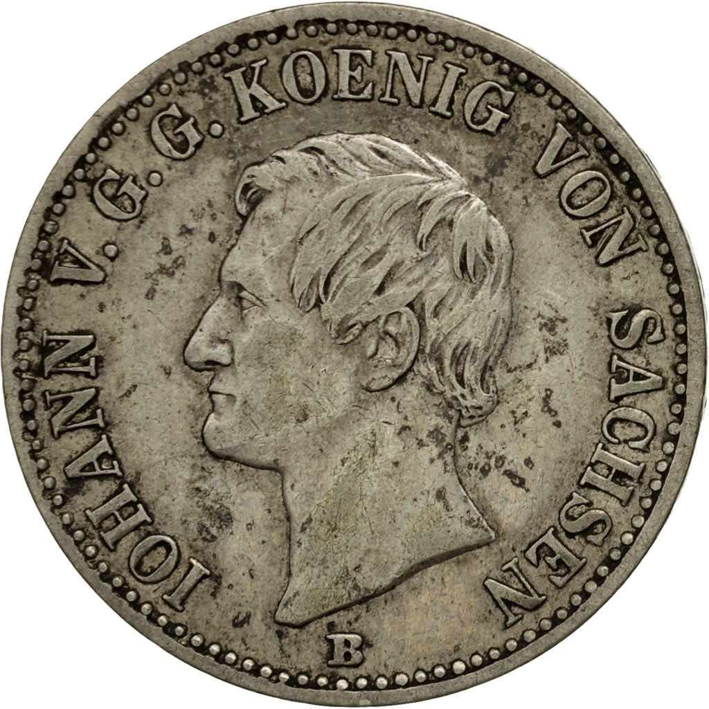 Coin, German States, SAXONY-ALBERTINE, Johann, 1/3 Thaler, 1/2 Gulden, 1860