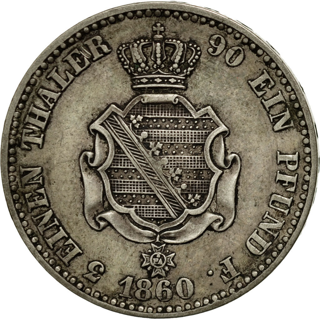 Coin, German States, SAXONY-ALBERTINE, Johann, 1/3 Thaler, 1/2 Gulden, 1860