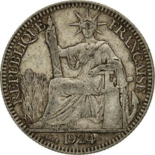 Moneda, INDOCHINA FRANCESA, 10 Cents, 1924, Paris, MBC+, Plata, KM:16.1