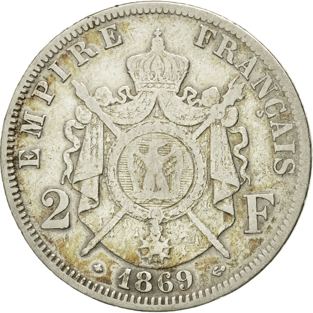 Monnaie, France, Napoleon III, Napoléon III, 2 Francs, 1869, Paris, TB, Argent