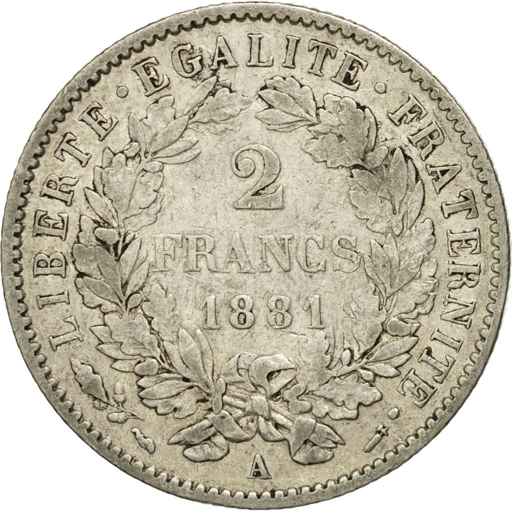 Coin, France, Cérès, 2 Francs, 1881, Paris, EF(40-45), Silver, KM:817.1