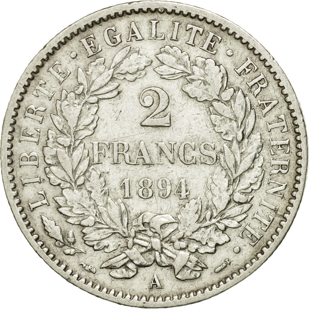 Coin, France, Cérès, 2 Francs, 1894, Paris, AU(50-53), Silver, KM:817.1