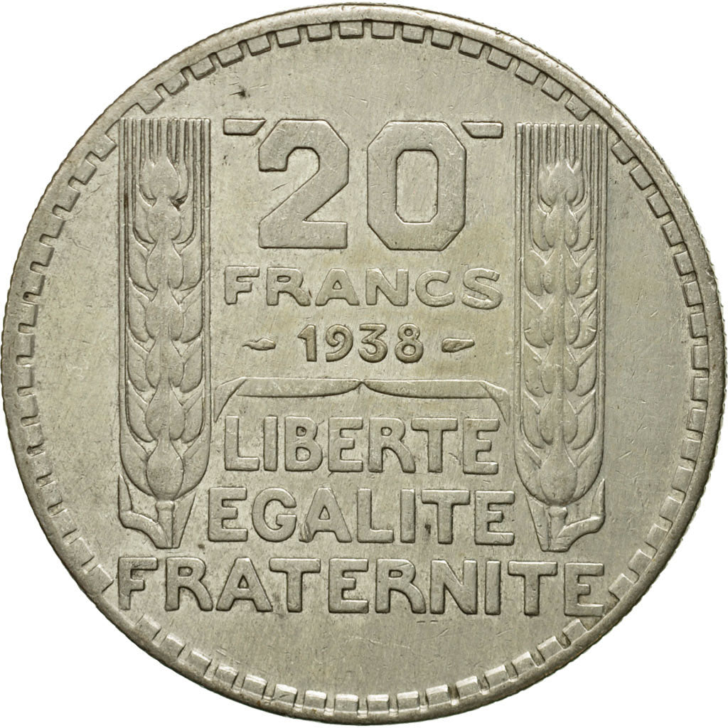 Coin, France, Turin, 20 Francs, 1938, Paris, EF(40-45), Silver, KM:879