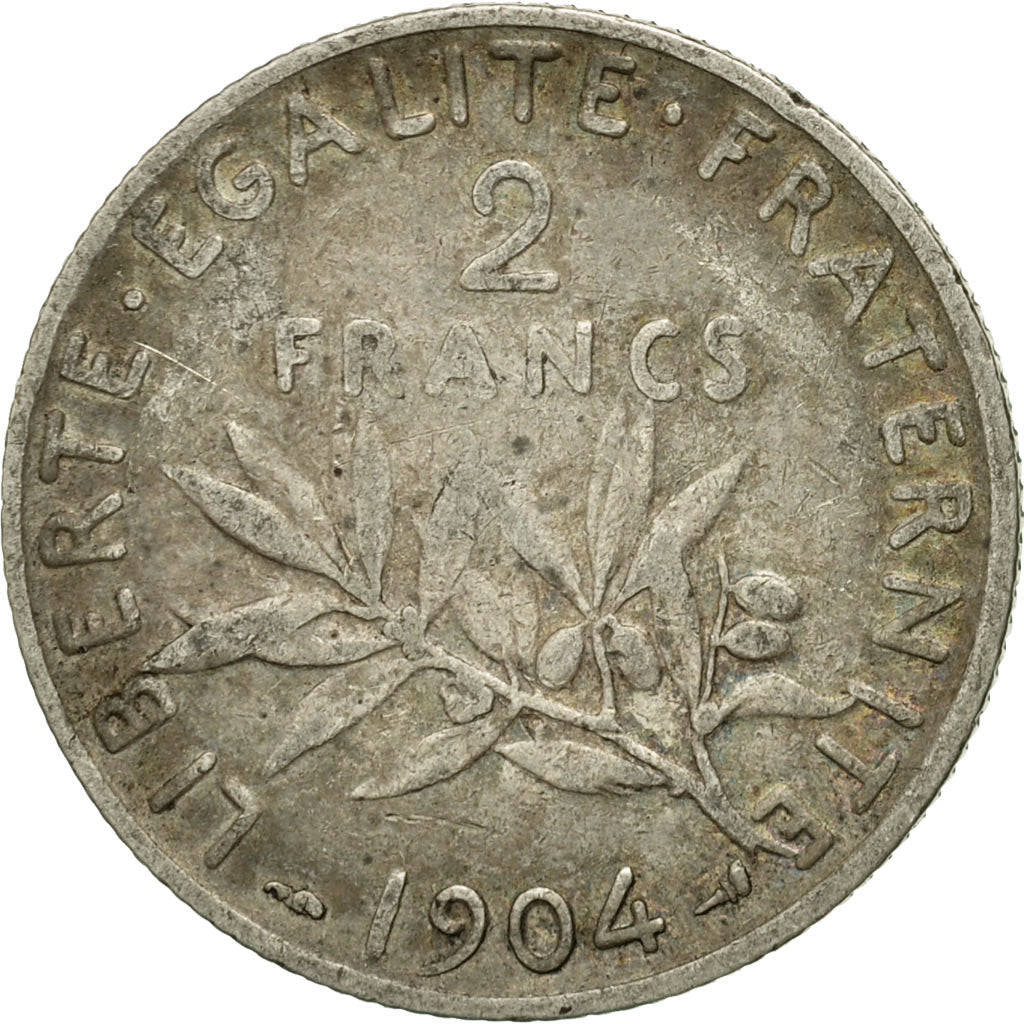 Munten, Frankrijk, Semeuse, 2 Francs, 1904, Paris, ZF, Zilver, KM:845.1
