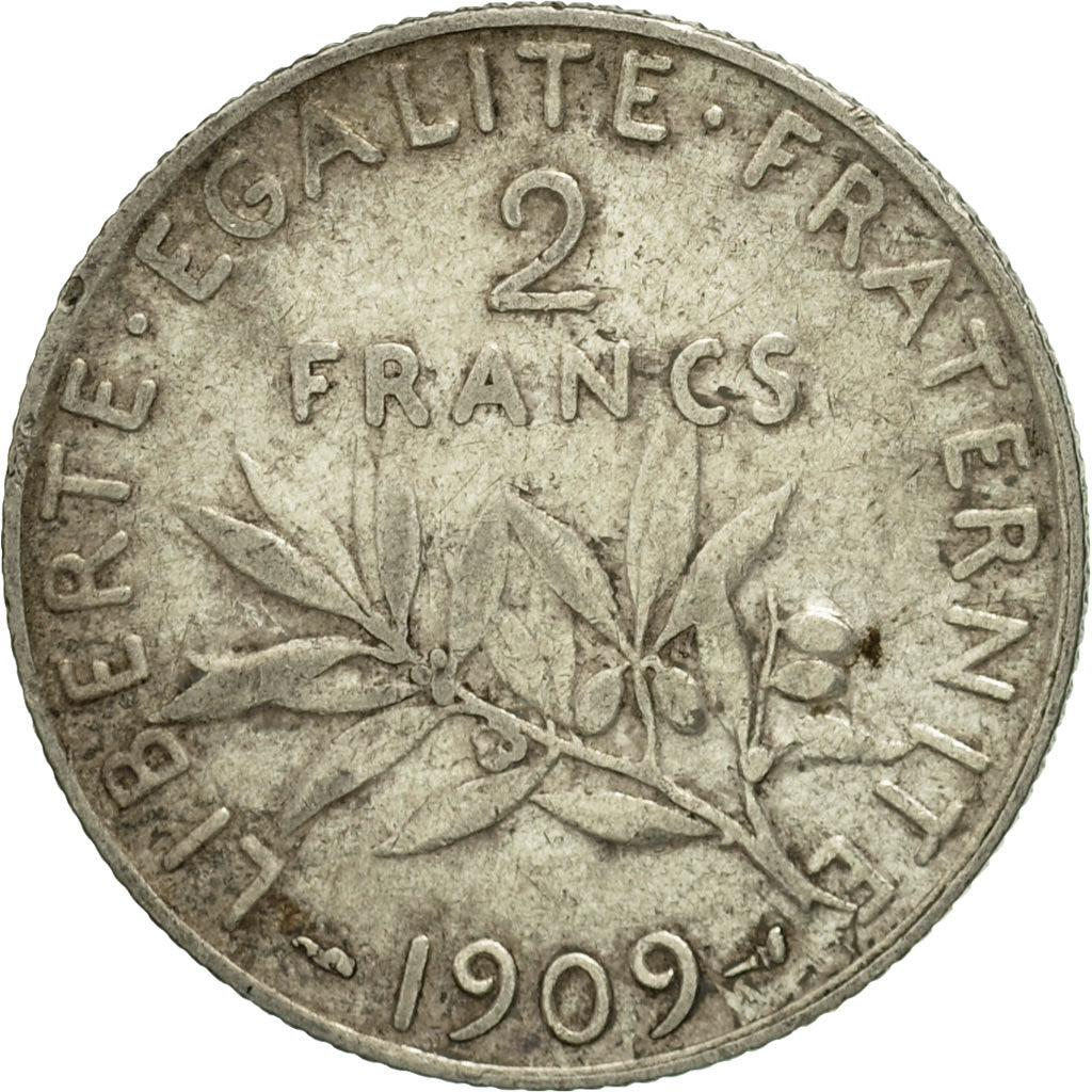 Münze, Frankreich, Semeuse, 2 Francs, 1909, Paris, SS, Silber, KM:845.1