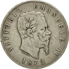 Coin, Italy, Vittorio Emanuele II, 5 Lire, 1872, Milan, EF(40-45), Silver