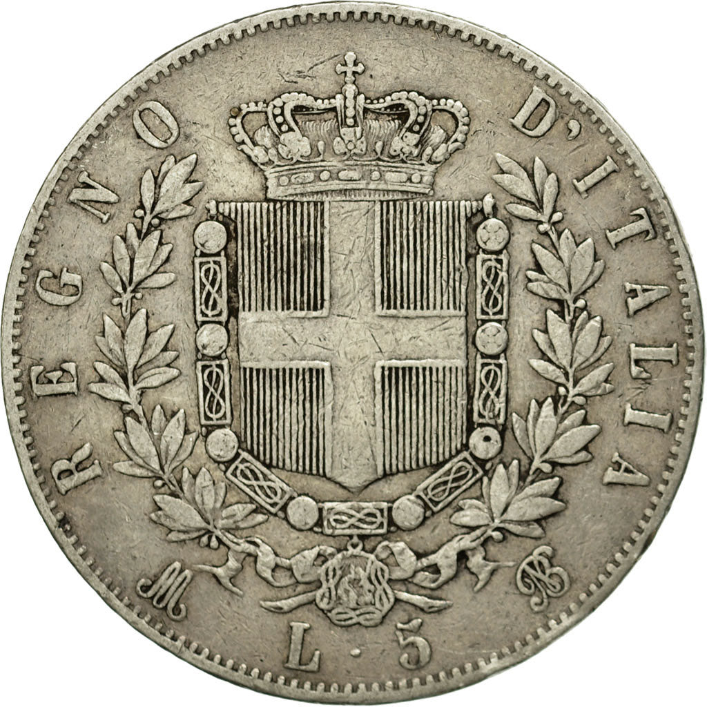 Coin, Italy, Vittorio Emanuele II, 5 Lire, 1872, Milan, EF(40-45), Silver
