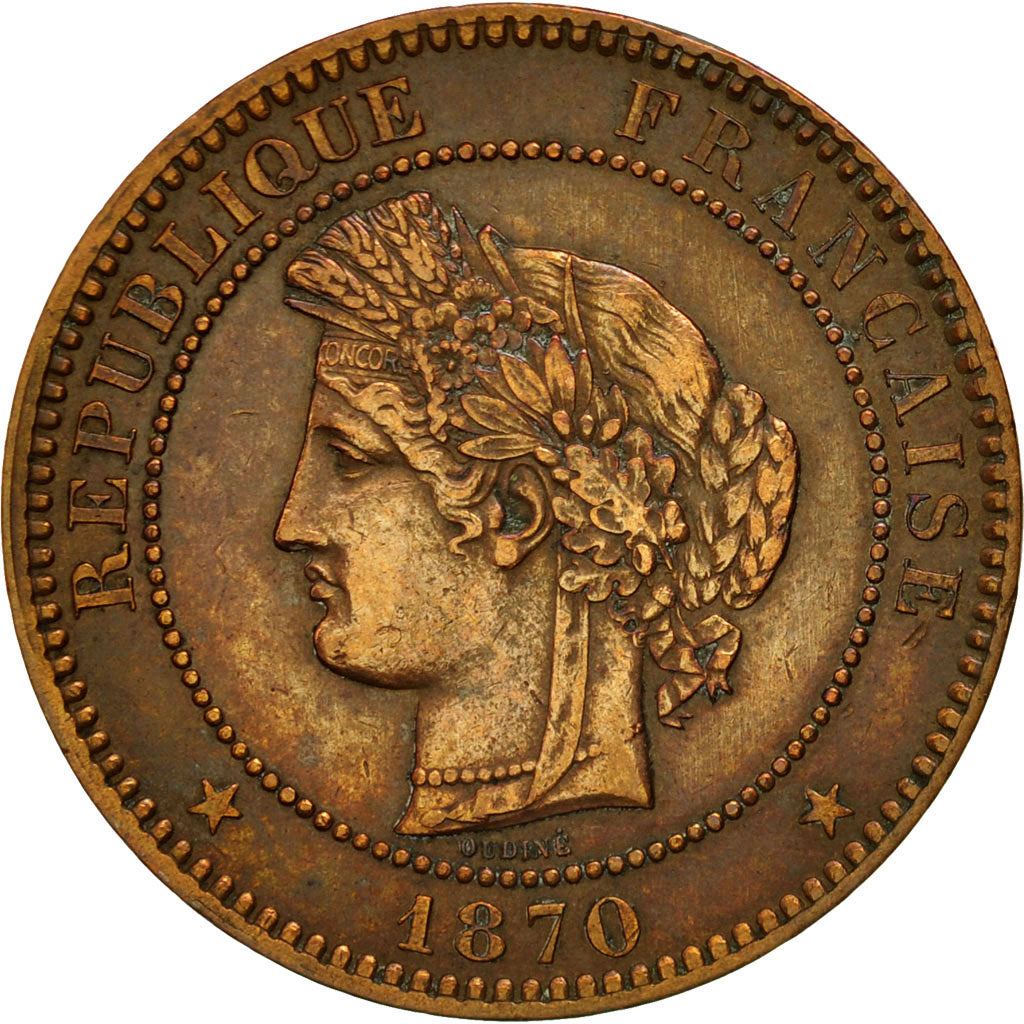 Moneta, Francia, Cérès, 10 Centimes, 1870, Paris, BB, Bronzo, KM:815.1