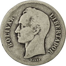 Coin, Venezuela, Gram 10, 2 Bolivares, 1922, Philadelphia, VF(30-35), Silver